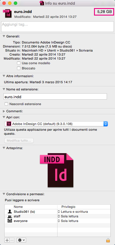 ridurre le dimensioni di un file di InDesign